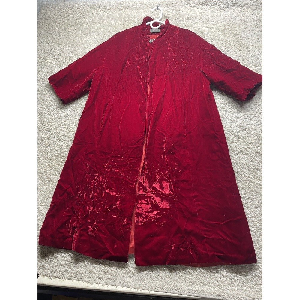California Mainliner Red Velvet Dress Coat Cape Cosplay Fit Women's Large EUC